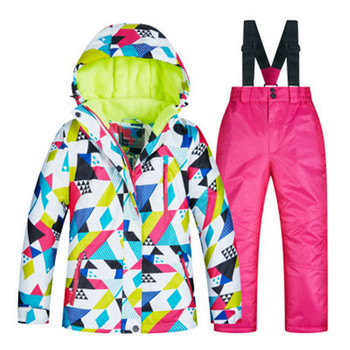 Детско ски яке, удебелен костюм за момиче, топло и студено устойчиво на ски рокля, рокля за планинарство за момче, водоустойчиви дрехи