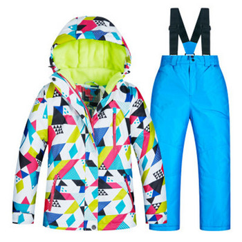Детско ски яке, удебелен костюм за момиче, топло и студено устойчиво на ски рокля, рокля за планинарство за момче, водоустойчиви дрехи