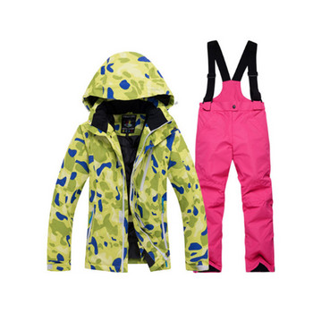 Σετ παιδικών κοστουμιών για σκι σε εξωτερικούς χώρους Χειμερινά ρούχα για κορίτσι/αγόρι Snowboarding Μπουφάν σκι Αδιάβροχο αντιανεμικό θερμικό μπουφάν + παντελόνι