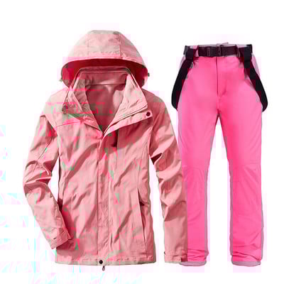 Žieminis vandeniui atsparus slidinėjimo kostiumas moterims lauko vėjui atsparus slidinėjimo snieglenčių striukė + kelnių komplektas moteriškas storas šiltas sniego palto kostiumas