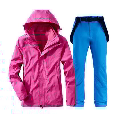 Žieminis vandeniui atsparus slidinėjimo kostiumas moterims lauko vėjui atsparus slidinėjimo snieglenčių striukė + kelnių komplektas moteriškas storas šiltas sniego palto kostiumas