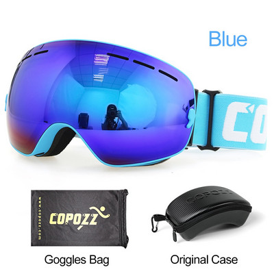 COPOZZ skijaške naočale s kutijom Skijaška maska UV400 Nemagljenje Snježne naočale Velike sferične skijaške snowboarding za žene muškarce