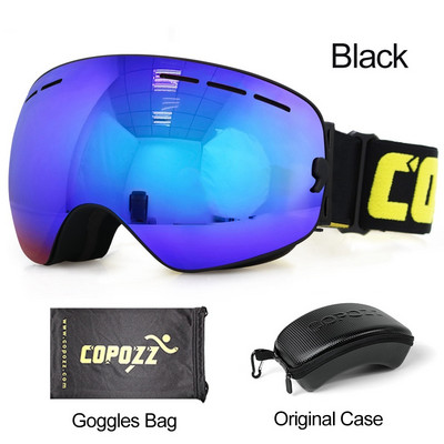 COPOZZ skijaške naočale s kutijom Skijaška maska UV400 Nemagljenje Snježne naočale Velike sferične skijaške snowboarding za žene muškarce
