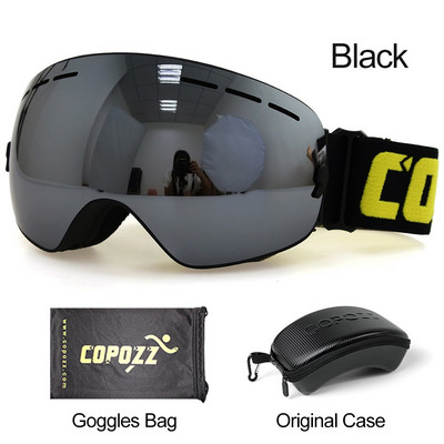 COPOZZ skijaške naočale s kutijom Skijaška maska UV400 Nemagljenje Snježne naočale Velike sferične skijaške snowboarding za žene muškarce