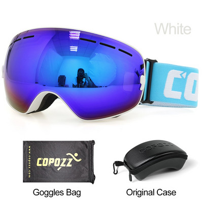 COPOZZ skijaške naočale s kutijom Skijaška maska UV400 Nemagljenje Snježne naočale Velike sferične skijaške snowboarding za žene muškarce