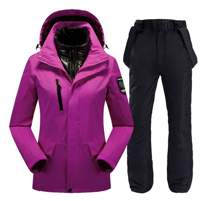 Дамски ски костюм Дебел топъл ветроустойчив водоустойчив ски яке Комплект панталони Дамски костюми за сноуборд Панталони за сняг Облекло за открито