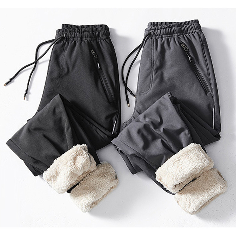 TRVLWEGO Pantaloni de trekking pentru bărbați de iarnă Sport Drumeții Camping Lână Rezistent la apă Ciclism Pantaloni caldi îngroșați cu șnur