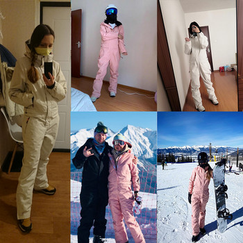 Νέα φόρμα σκι Ολόσωμη φόρμα Snowboard Ανδρικό χειμερινό σετ σκι πεζοπορίας Γυναικεία με κουκούλα ζεστά ρούχα για snowboard Αδιάβροχες φόρμες