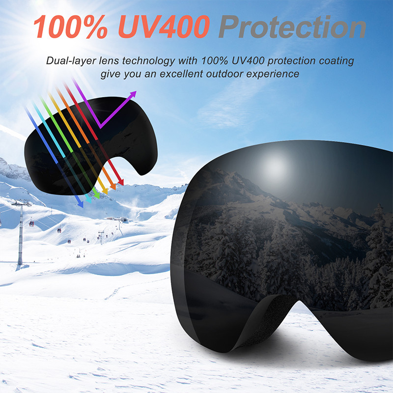 Γυαλιά σκι Μαγνητικά γυαλιά για Snowboard Γυαλιά για το χιόνι για άνδρες Γυναικεία Μαύρα Snowboard Σκι Σκι