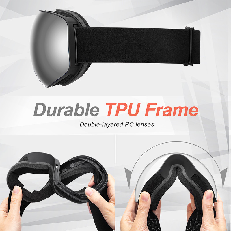 Γυαλιά σκι Μαγνητικά γυαλιά για Snowboard Γυαλιά για το χιόνι για άνδρες Γυναικεία Μαύρα Snowboard Σκι Σκι