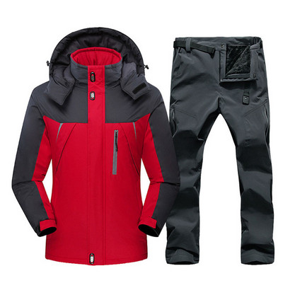 Vyriškas slidinėjimo kostiumas nuo vėjo nepralaidus vandeniui slidinėjimo snieglenčių striukės ir kelnės Žiemos lauko sporto slidinėjimo rinkinys Vyriškos šiltos vilnos striukės