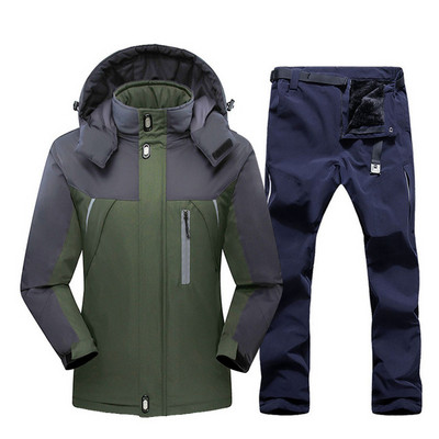 Vyriškas slidinėjimo kostiumas nuo vėjo nepralaidus vandeniui slidinėjimo snieglenčių striukės ir kelnės Žiemos lauko sporto slidinėjimo rinkinys Vyriškos šiltos vilnos striukės