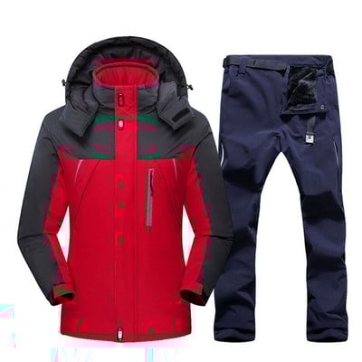 Vyriškas slidinėjimo kostiumas nuo vėjo nepralaidus vandeniui slidinėjimo snieglenčių striukės ir kelnės Žiemos lauko sporto slidinėjimo rinkinys Vyriškos šiltos vilnos striukės