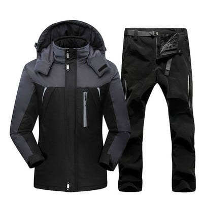 Vyriškas slidinėjimo kostiumas nuo vėjo nepralaidus vandeniui slidinėjimo snieglenčių striukės ir kelnės Žiemos lauko sporto slidinėjimo rinkinys Vyriškos šiltos vilnos striukės