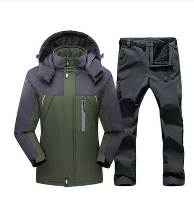 Vyriškas slidinėjimo kostiumas nuo vėjo nepralaidus vandeniui slidinėjimo snieglenčių striukės ir kelnės Žiemos lauko sporto slidinėjimo rinkinys Vyriškos šiltos vilnos striukės
