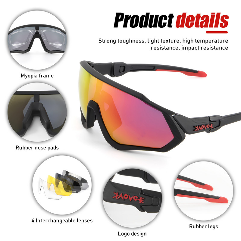 2022 m. Kapvoe Slidinėjimo akiniai Vyriški poliarizuoti MTB lauko dviračio akiniai nuo saulės Moteris UV400 dviračių akiniai sportiniai saulės akiniai okuliarai