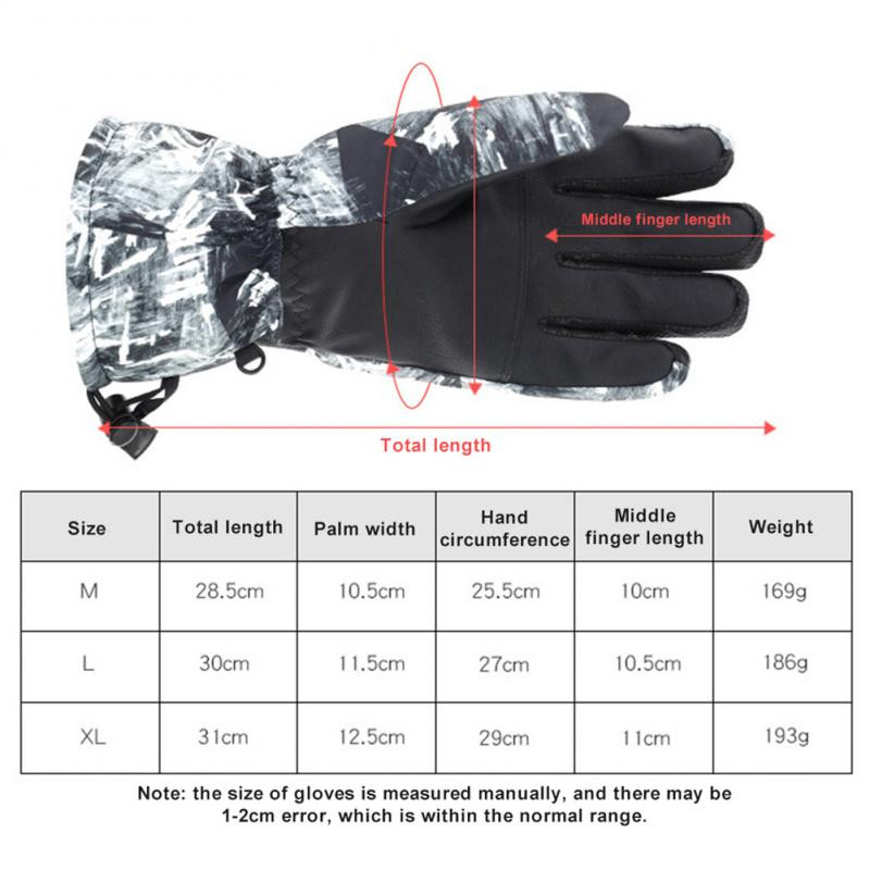 Žieminės unisex slidinėjimo pirštinės Ultralengvas jutiklinis ekranas, vandeniui atsparios pirštinės Šiltos snieglenčių pirštinės, važinėjimas motociklu, vandeniui atsparios sniego pirštinės