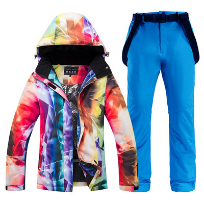 -30 градуса Ски костюм Дамски зимни женски якета и панталони за сноуборд Топли водоустойчиви дамски якета Ски екипи на открито Марка