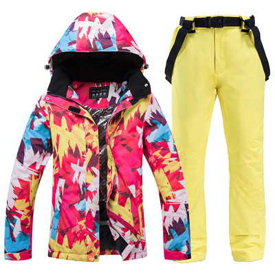 -30 градуса Ски костюм Дамски зимни женски якета и панталони за сноуборд Топли водоустойчиви дамски якета Ски екипи на открито Марка