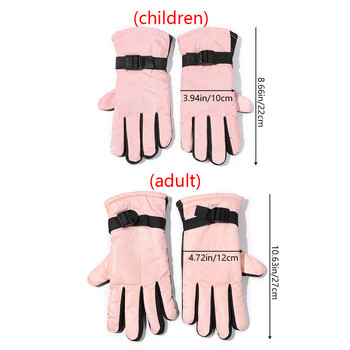 1 чифт възрастни деца зимни ръкавици топли момчета момичета ръкавици ски деца модни ръкавици със снежна повърхност водоустойчива вътрешна памучна ръкавица