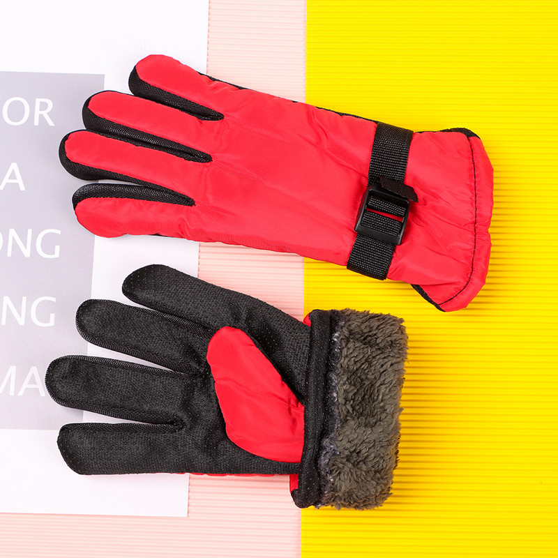 1pora suaugusiems vaikams skirtos žieminės pirštinės šiltos berniukų mergaitės pirštinės slidinėjimo vaikams madingos kumštinės pirštinės, sniego paviršius, vandeniui atspari vidinė medvilninė pirštinė