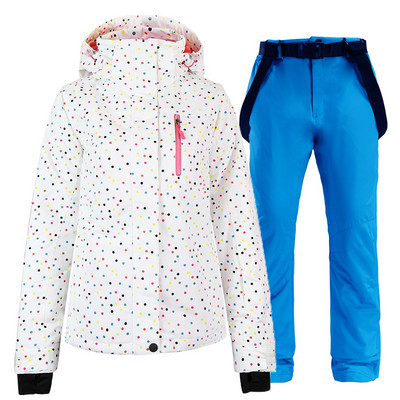 Pigūs moteriški ledo sniego aprangos snieglenčių rinkiniai, atsparūs vandeniui, vėjui nepralaidūs, kvėpuojantys žiemos lauko sportiniai kostiumai, slidinėjimo striukė ir kelnaitės su dirželiu