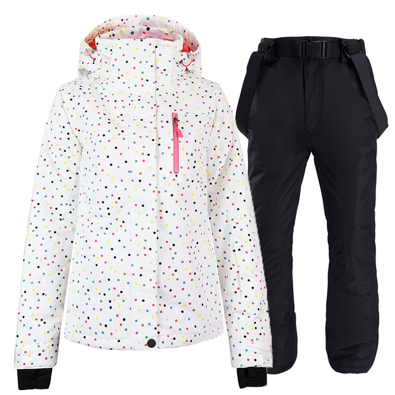Pigūs moteriški ledo sniego aprangos snieglenčių rinkiniai, atsparūs vandeniui, vėjui nepralaidūs, kvėpuojantys žiemos lauko sportiniai kostiumai, slidinėjimo striukė ir kelnaitės su dirželiu