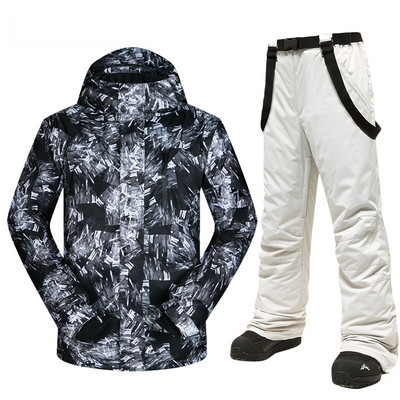 Naujas žieminis slidinėjimo rinkinys Vyriškas pastorintas šiltas lauko snieglenčių striukė Vėjui atsparus vandeniui atsparus kombinezonas Slidinėjimo kostiumas Sniego kelnės kvėpuojantis paltas