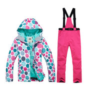 Aukštos kokybės žieminis moteriškas slidinėjimo kostiumas snieglenčių neperšlampamas vėjui atsparus šiltas žiemos alpinizmo sniego batai + nuimamos kelnės su antkrūtiniu