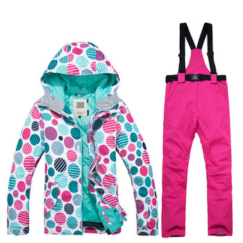 Висококачествен зимен дамски ски костюм сноуборд водоустойчив ветроустойчив топли зимни планински обувки за сняг + свалящ се панталон