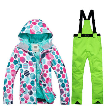Υψηλής ποιότητας χειμερινή γυναικεία στολή σκι snowboard αδιάβροχη αντιανεμική ζεστή χειμερινή ορειβατική μπότες χιονιού + αποσπώμενο παντελόνι