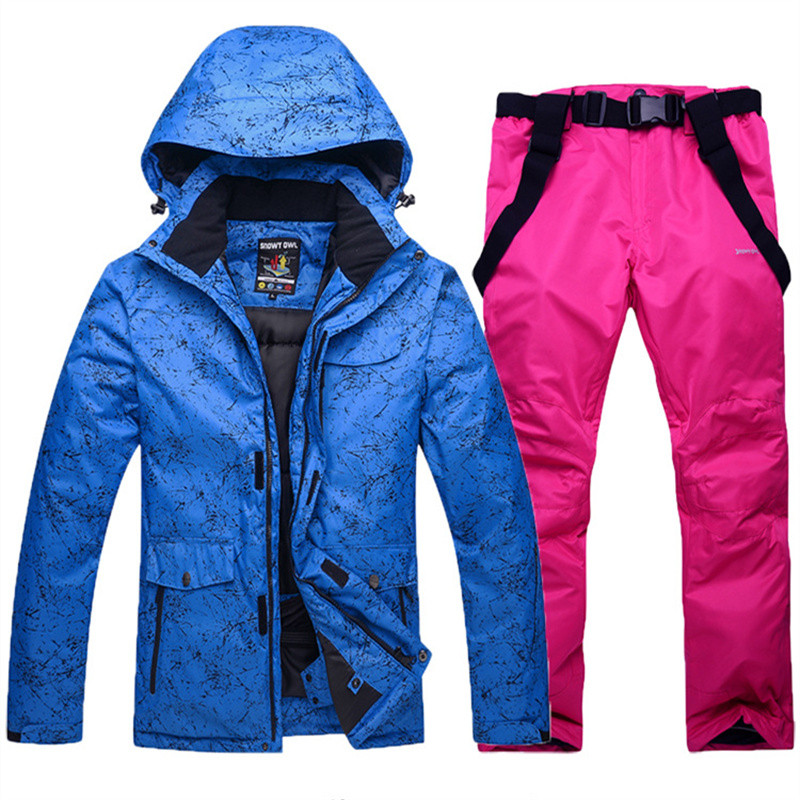 Slidinėjimo kostiumas vyrams moterims Snieglenčių striukė + kelnės žieminiai snieglenčių drabužiai, neperšlampami vėjui atsparūs Parka slidinėjimo paltai ir kelnės
