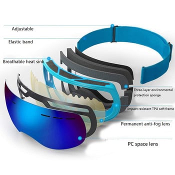 Ски очила Мъже Жени Зима Ски маска Очила Двойни лещи против мъгла UV Сноуборд очила Ветроустойчиви очила за сняг Аксесоари