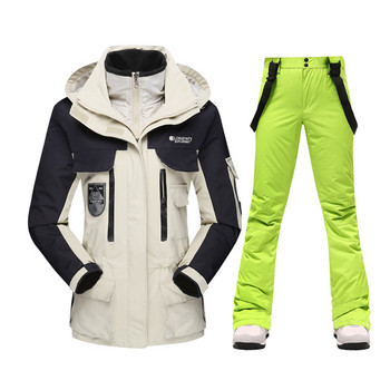 Νέα γυναικεία φόρμα σκι Χειμερινό ζεστό αντιανεμικό αδιάβροχο μπουφάν σκι Παντελόνι σκι Γυναικείο αθλητικό παλτό χιονιού Παντελόνι Snowboard Ρούχα