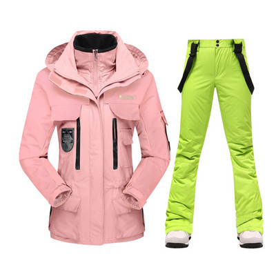 Naujas Slidinėjimo kostiumas Moteriškas Žieminis Šiltas Neperšlampamas Neperšlampamas Slidinėjimo striukė Slidinėjimo kelnės Moteriškos Lauko Sporto Sniego paltai Kelnės Snieglenčių dėvėjimas