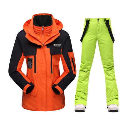 Naujas Slidinėjimo kostiumas Moteriškas Žieminis Šiltas Neperšlampamas Neperšlampamas Slidinėjimo striukė Slidinėjimo kelnės Moteriškos Lauko Sporto Sniego paltai Kelnės Snieglenčių dėvėjimas