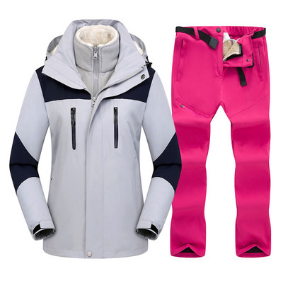 2022. Žensko skijaško odijelo Zimski topli skijaški komplet majica s kapuljačom Otporan na vjetar Vodootporan 3 u 1 Jakne i hlače Skijaško odijelo Snowboard Kostimi za snijeg