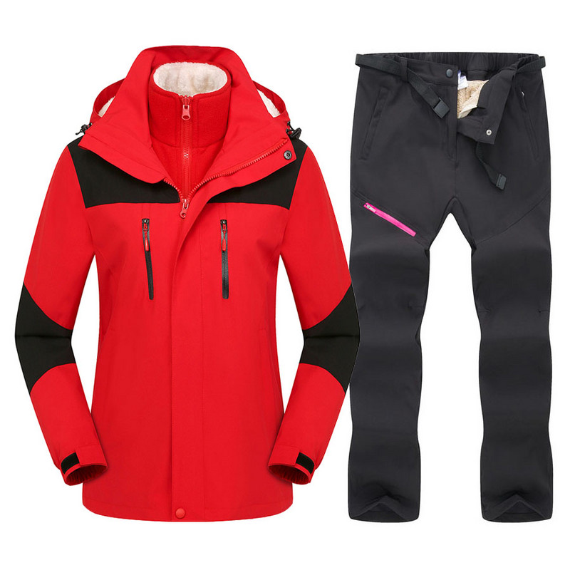 2022. Žensko skijaško odijelo Zimski topli skijaški komplet majica s kapuljačom Otporan na vjetar Vodootporan 3 u 1 Jakne i hlače Skijaško odijelo Snowboard Kostimi za snijeg