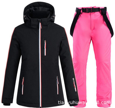 Pora slidinėjimo kostiumai Vyrai Moteriška slidinėjimo striukė su kelnėmis mėgėjams Snieglentės komplektas Snieglentės striukė ir kelnės Žieminiai sniego drabužiai