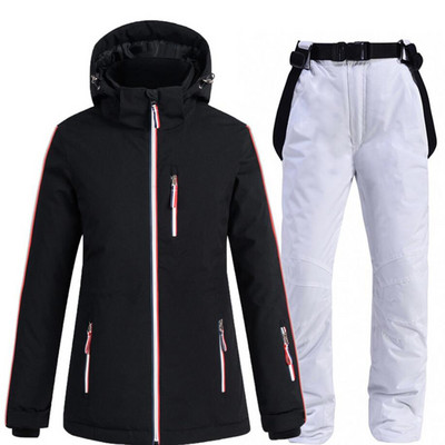 Pora slidinėjimo kostiumai Vyrai Moteriška slidinėjimo striukė su kelnėmis mėgėjams Snieglentės komplektas Snieglentės striukė ir kelnės Žieminiai sniego drabužiai