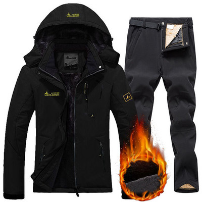 Moteriškas slidinėjimo kostiumas vandeniui atsparus snieglenčių striukė Kelnės Šiltos žiemos sniego paltas kalnų vėjo striukė su gobtuvu lietpaltis Moteriški slidinėjimo komplektai