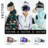 Slidinėjimo akiniai VECTOR Dvisluoksniai UV400 su UV apsauga nuo rasojimo Didelė slidinėjimo kaukė Akiniai slidinėjimo sniego vyrams Moteriški snieglenčių akiniai