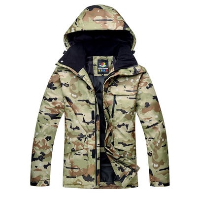Žiemos šiltas kamufliažinis slidinėjimo kostiumas vyrams slidinėjimo kostiumų rinkiniai lauko sniego rūbai vandeniui atsparūs vėjui suaugusiųjų sportiniai kostiumai