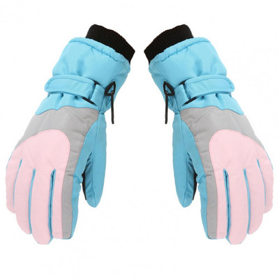 1 pora vaikiškų slidinėjimo pirštinių elastingas riešas Patogios šiltos, vandeniui atsparios lauko sportinės pirštinės, skirtos slidinėjimui snieglenčių sportui žygiuoti dviračiu