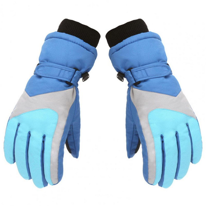 1 pora vaikiškų slidinėjimo pirštinių elastingas riešas Patogios šiltos, vandeniui atsparios lauko sportinės pirštinės, skirtos slidinėjimui snieglenčių sportui žygiuoti dviračiu