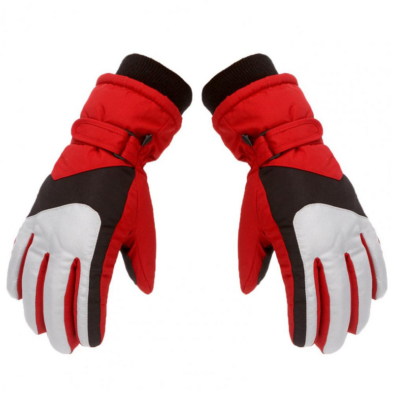 1 pora vaikiškų slidinėjimo pirštinių elastingas riešas Patogios šiltos, vandeniui atsparios lauko sportinės pirštinės, skirtos slidinėjimui snieglenčių sportui žygiuoti dviračiu