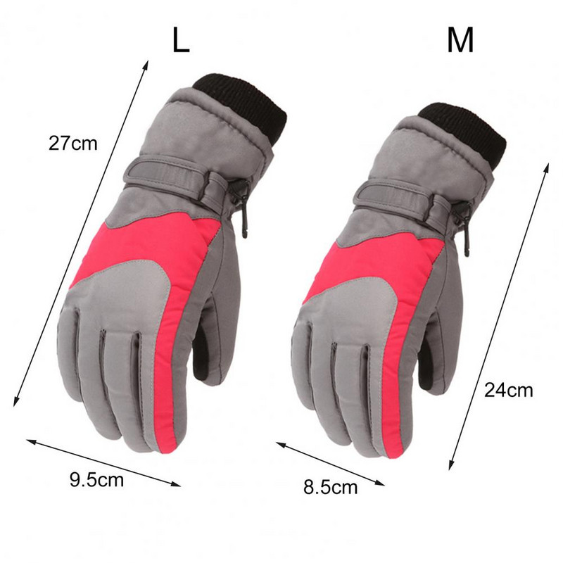 1 pora vaikiškų slidinėjimo pirštinių elastingas riešas Patogios šiltos, vandeniui atsparios lauko sportinės pirštinės, skirtos slidinėjimui snieglenčių sportui žygiuoti dviračiu