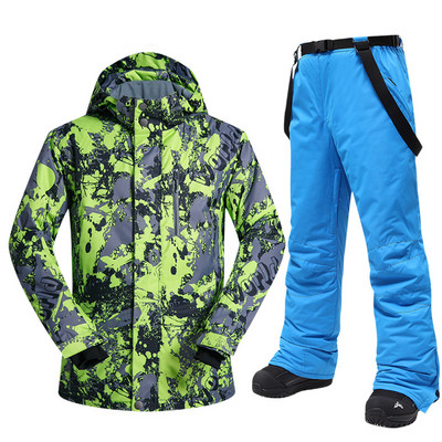Naujas slidinėjimo rinkinys Kombinezonai Vyrams Lauko Sportas Snieglenčių Striukė Sniego kelnės Slidinėjimo Kostiumas Pastorintas Šiltas Žieminiai Drabužiai Neperšlampami Neperšlampami
