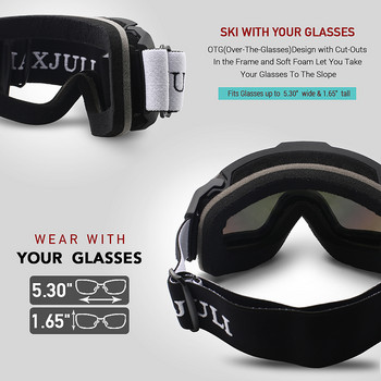 Ски очила, OTG против замъгляване сноуборд скейт сноумобил двуслойни сферични лещи очила за сняг мъже жени M4