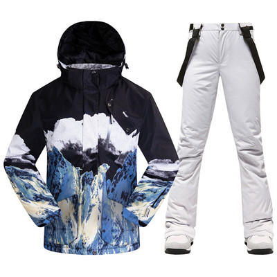 Naujas storas šiltas moteriškas slidinėjimo kostiumas lauko slidinėjimo apranga vėjui atsparus vandeniui atsparus snieglenčių kostiumas sniego kelnės Sportinė žieminė moteriška striukė